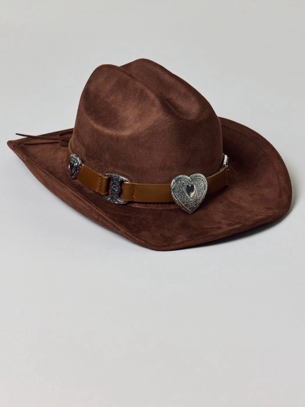 Heart Cowboy Hat Brown Suede Western Cowboy Hat with Heart Concho Band